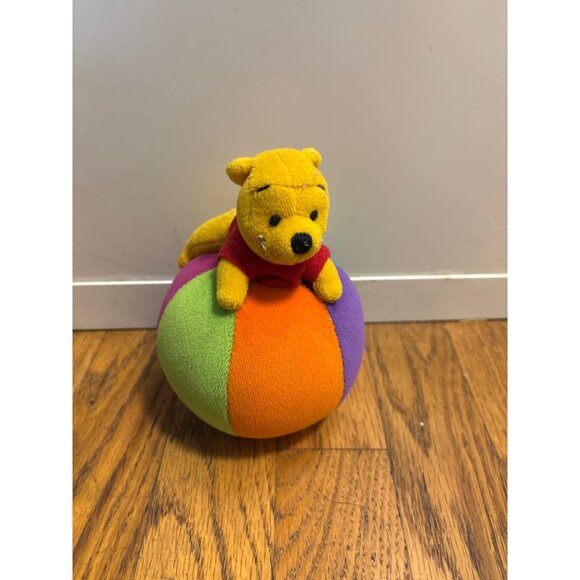 Disney Winnie The Pooh Plush Toy On Colorful Ball - Picture 1 of 6